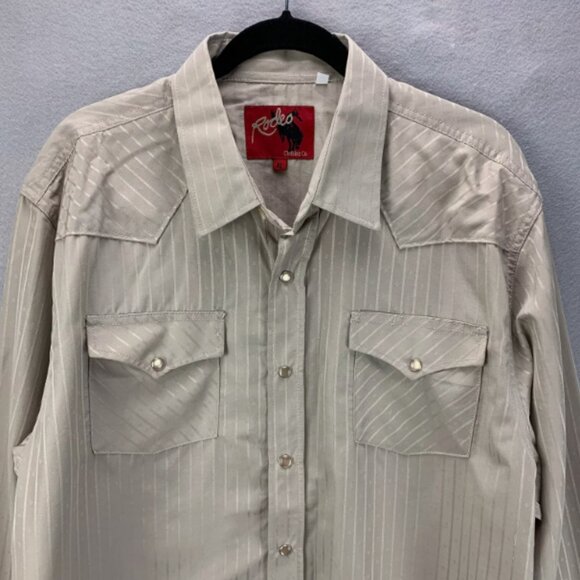 Rodeo Clothing Co Shirt Mens Extra Large Tan Pearl Snap Western Rodeo Cowboy‎ - Picture 2 of 15